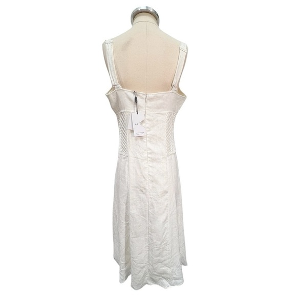 Reiss Etta Linen Sleeveless Corset Midi Dress White Size 10 NEW - Picture 5 of 13